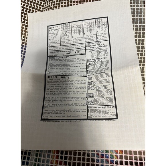 VTG McNeill LARGE Latch Hook Rug Kit 1983 No. 7611 Balloon II Wall Decor Hanging - Picture 12 of 16